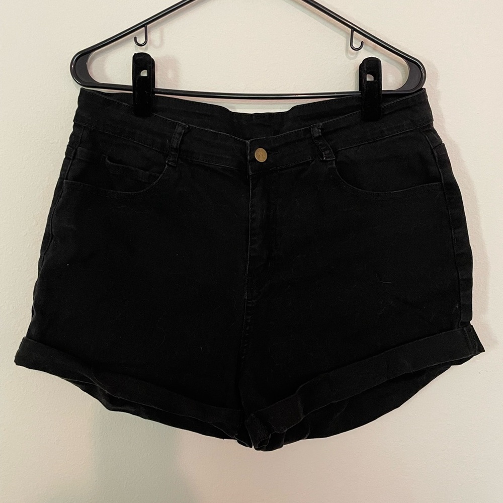 Denim shorts, black